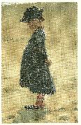 Peter Severin Kroyer lille pige staende pa skagen sonderstrand France oil painting artist